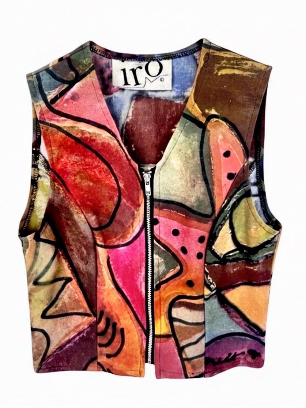 IRO Women’s Full-Front Zip Vest. Red, Green, Blue, Yellow. Small